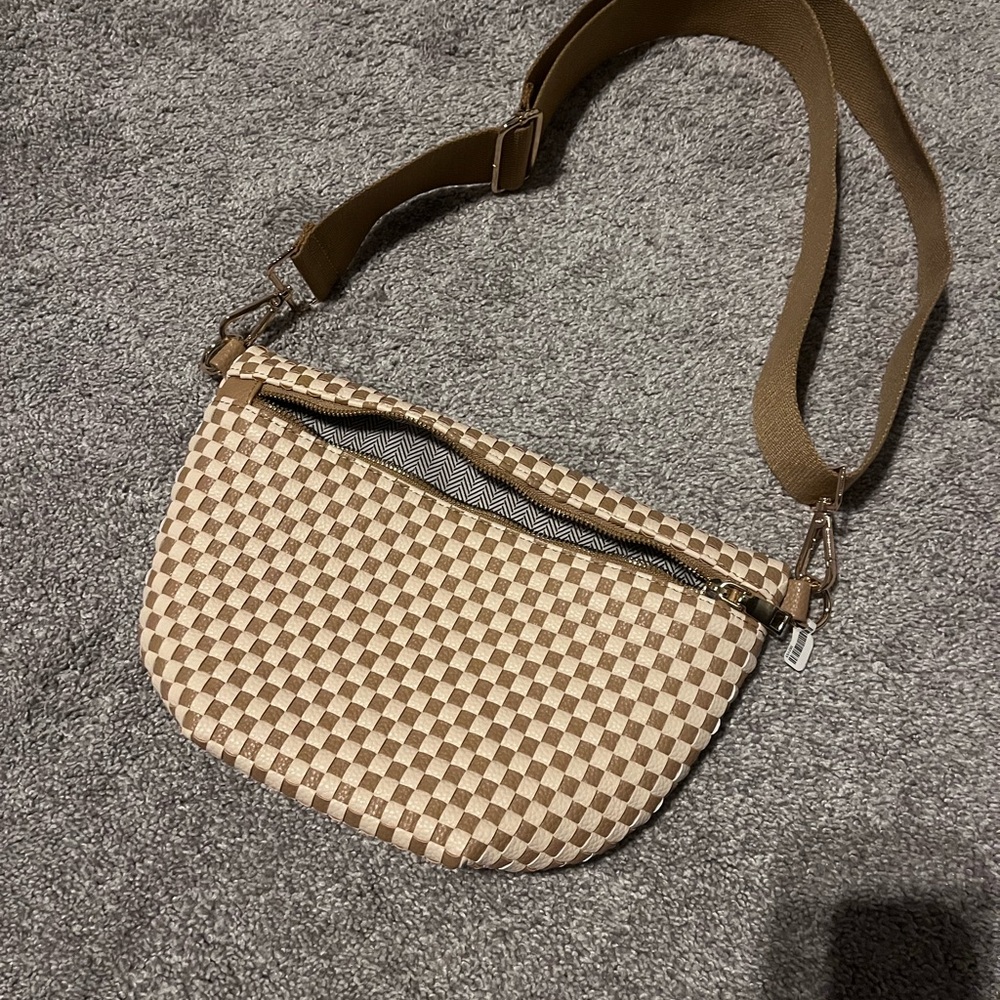 Checkered Tan and Brown Women's Bag